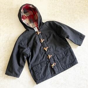Vintage 2002 baby Gap Size 4 Hooded Toggle Jacket Black Pockets Y2K Early 2000s